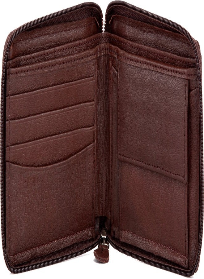 وايلدهورن محفظة رجالية من الجلد الطبيعي عالي الجودة من WildHorn®، مزودة بتقنية الحماية من تحديد الهوية بموجات الراديو (بني) - Image 3